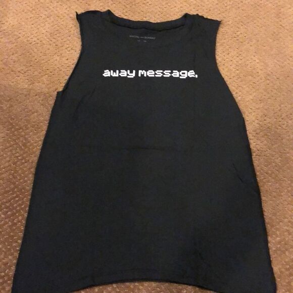 Social Sunday Black “away message” Tank Top - Picture 1 of 7